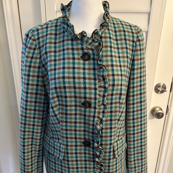 Talbots Jackets & Blazers - Talbots 100% Wool Green & Brown Plaid Blazer Size 8P Business Casual!